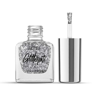 RENEE Glitterati Nail Paint - Silver Confetti 10 ml - Nail Polish