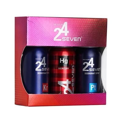 Revlon 24 Seven Deodorant Body Spray For Men (Combo Of 3 - Krypton, Mercury & Platinum) 130 Ml - Men Deodorants/Roll-Ons