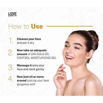 Love Earth 24K Gold Oil Control Moisturizing Gel With Aloe Vera & Sandalwood Extract 50 gm - Face Moisturizers