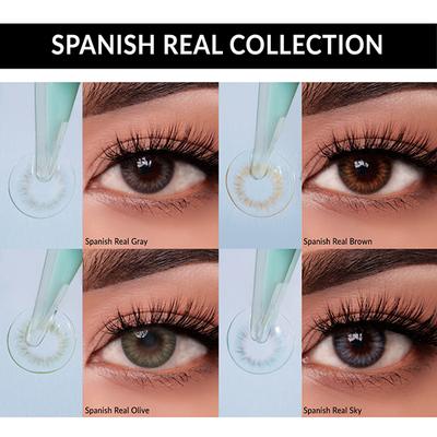 O-Lens Spanish Real Monthly Coloured Contact Lenses - Real Olive ( 0.00 ) 1's - Eyecare Lenses