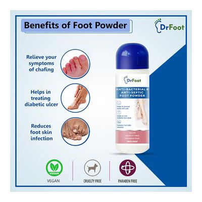 Dr Foot Antibacterial & Antiseptic Foot Powder 100 gm - Shoe Deodorant