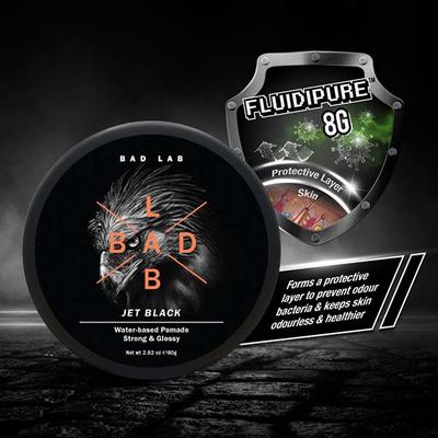 Bad Lab Jet Black Water-based Pomade, Strong & Glossy 80 gm - Pomades