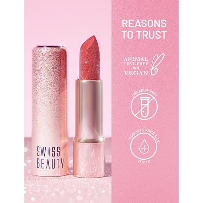 Swiss Beauty More Than Glitter Lipstick -Glimmer Coral 3 gm - Lipsticks