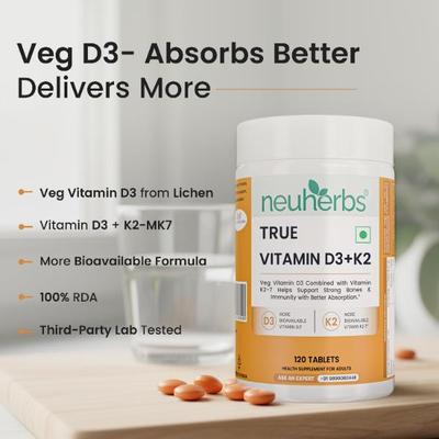 Neuherbs True Vitamin D3 + K2 Tablets 120's - Multi-Vitamins