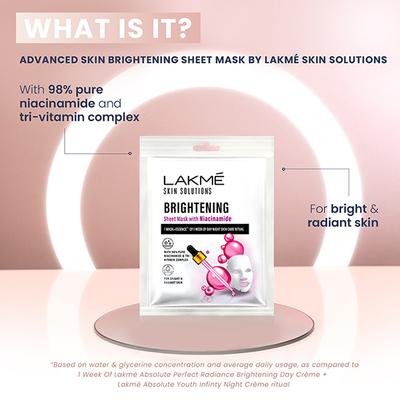 Lakme Skin Solutions Sheet Mask Brightening With Niacinamide 25 ml - Sheet Masks
