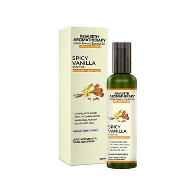 Keya Seth Aromatherapy Spicy Vanilla After Bath Body Oil Light, Non-Sticky and Quick Absorbing 200 ml - Massage Oils