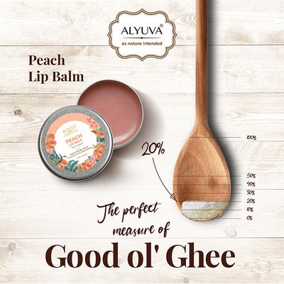 Alyuva Ghee Enriched Natural Peach Lip Balm, for all ages 7 gm - Lip Balms