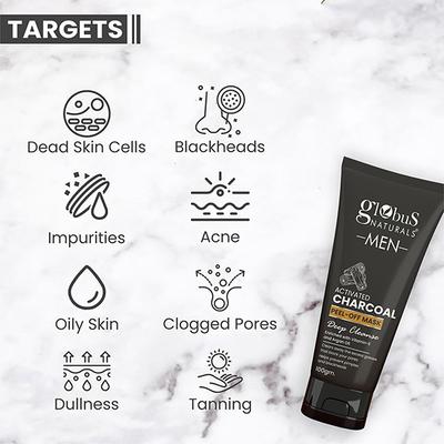 Globus Naturals Anti Pollution & Anti Acne Charcoal Peel Off Mask, 100gm each 2's - Masks & Peels