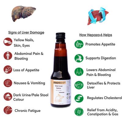 Le-Vanza Hepaza - 6 Total Liver Detox Syrup (Pack of 3 x 225 ml) - Speciality Medicines