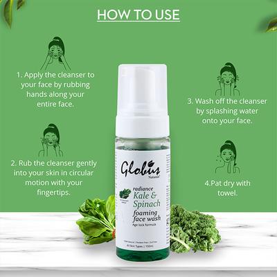 Globus Naturals Kale & Spinach Foaming Cleanser 150 ml - Face Wash & Cleansers