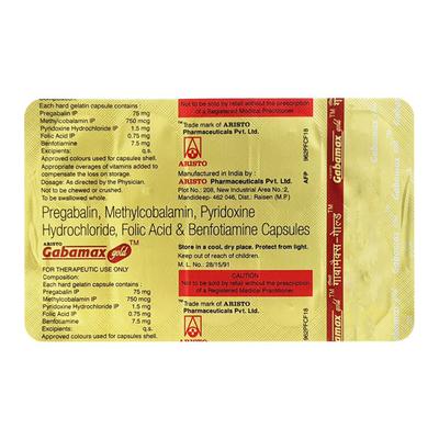 Gabamax Gold Capsule 10'S - Neuropathic Pain-Dru