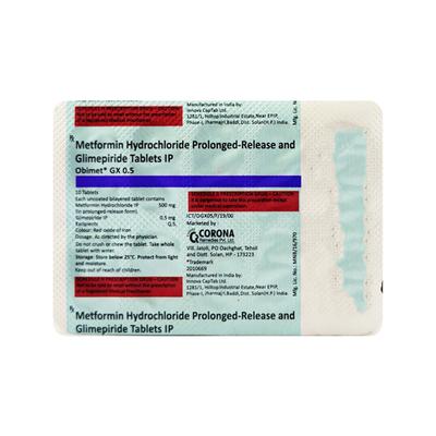 Obimet GX 0.5/500mg Tablet 10'S - Diabetes-Ant
