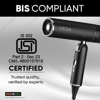 Vega Style Pro 1600W Hair Dryer for Men and Women with 2X Faster Drying, 2 Attachment (VHDH-34) 549 gm - Hair Dryers