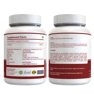 Herbal Max Flaxseed Capsules 60's - Omega Fish Oil Fatty Acids