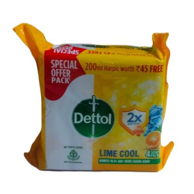 Dettol Soap - Lime Cool (Pack Of 4 x 75 gm) (Free Harpic Power Plus Disinfectant Toilet Cleaner Liquid - Original 200ml) 1's - Soaps