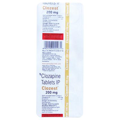 CLOZEST 200mg Tablet 10's - Schizophrenia-Aps