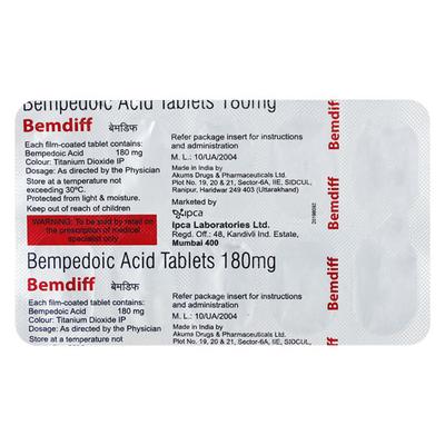 BEMDIFF 180 Tablet 10's - High Cholesterol-Dys
