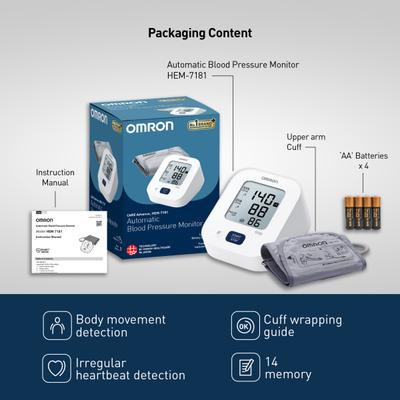 Omron Fully Automatic Upper Arm Blood Pressure Monitor (HEM-7181-IN) 1's - Blood Pressure Monitor Device