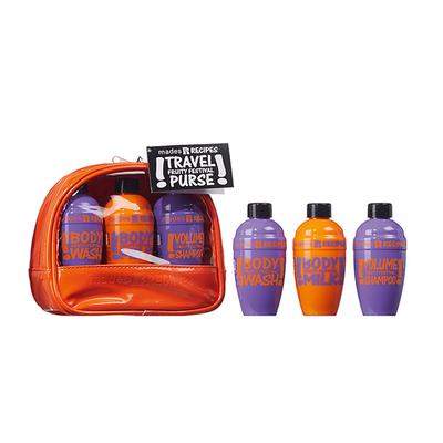 MADES Recipes Fruity Festival Travel Purse (Body wash 100ml + Body milk 100ml + Shampoo 100ml) 300 ml - Shampoos
