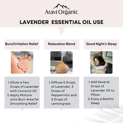 Aravi Organic Lavender and Eucalyptus Essential Oil 100% Pure Oil 30 ml - Essential Oils
