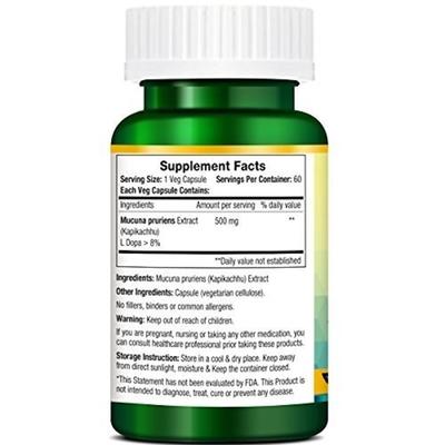 Morpheme Remedies Mucuna Pruriens 500 mg Veg Capsules 60's - Sexual Care