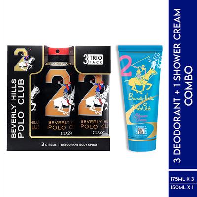 Beverly Hills Polo Club Classy Men Deo No.2 Trio Pack + Sports No.2 Women Shower Cream 3-in-1 Set 675 ml 1's - Deodorants/Roll-Ons
