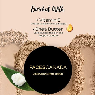 Faces Canada Weightless Stay Matte Compact Vitamin E Ivory 01 9gm - Compact Powder