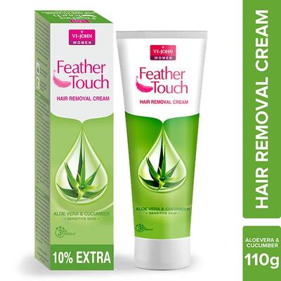 VI-John Feather Touch Hair Removal Cream Cucumber & Aloevera Tube for Sensitive Skin 110 gm - Shaving Creams