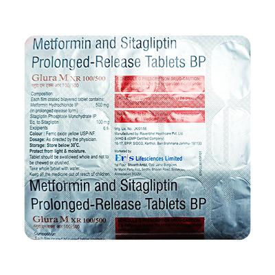 GLURA M XR 100/500 Tablet 15's - Diabetes-Ant