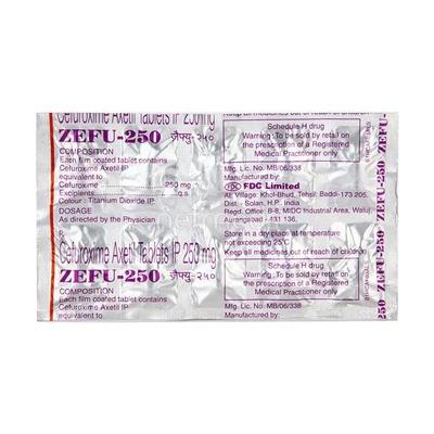 Zefu 250mg Tablet 10'S - Bacterial Infections-Cep
