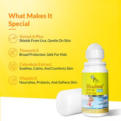 Fixderma Shadow SPF 50 Kids Roll On for Kids 30gm - Body Sunscreen