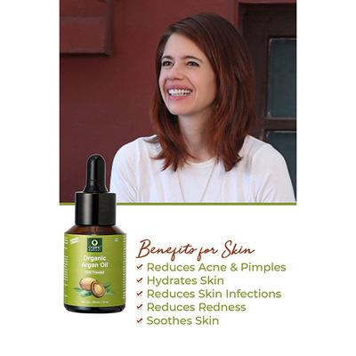 Organic Harvest Cold Pressed Pure Argan Oil of Morocco, For Healthy Hair & Skin Luminosity-Unbleached & Unrefined-Sulphate & Paraben free 30 ml - Hair Oils