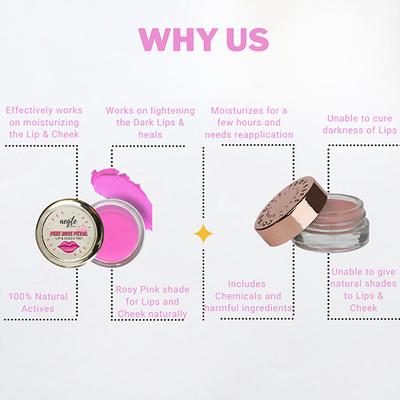 Aegte Rose Petal Lip & Cheek Tint Balm (Baby Pink) 15 gm - Lip Stains & Tints