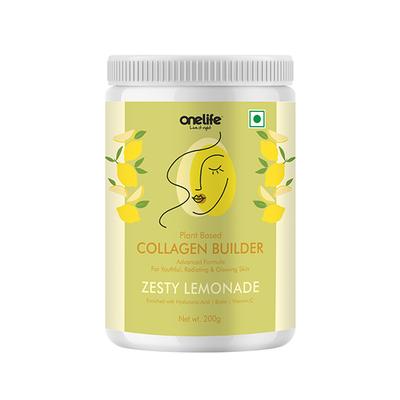 Onelife Plant Based Collagen Builder Powder - Zesty Lemonade 200 gm - Hair & Skin