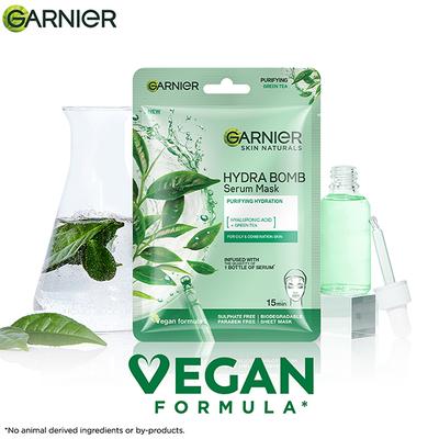 Garnier Skin Naturals, Green, Face Serum Sheet Mask (Green) 32 Gm - Masks & Peels