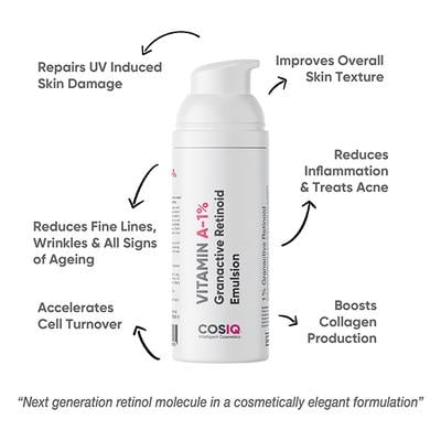 Cos-IQ A 1 Percent Granactive Retinoid Emulsion Vit A Anti Ageing Night for Wrinkles Fine Lines and Acne 30ml - Night Cream