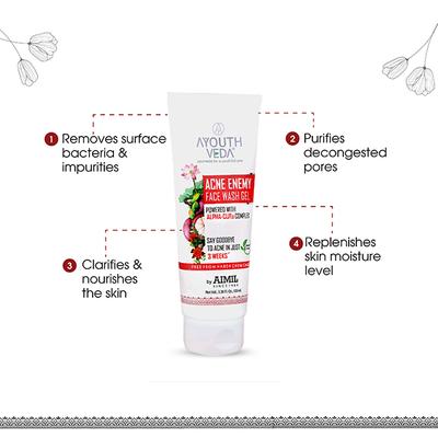Ayouthveda Acne Enemy Face Wash Gel 100 ml - Face Washes