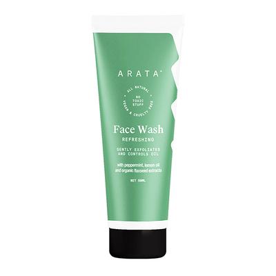 Arata Natural Refreshing Face Wash With Peppermint, Lemon oil & Organic Flaxseed 50 ml - Face Washes