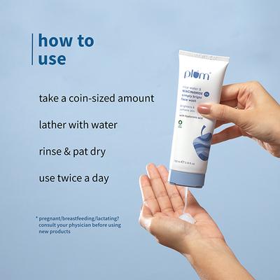 Plum Bright 2% Niacinamide Face Wash with Rice Water Brightens Skin, Helps Fade Blemishes 100 ml - Face Sunscreen