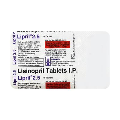 Lipril 2.5mg Tablet 15'S - Hypertension-ACE