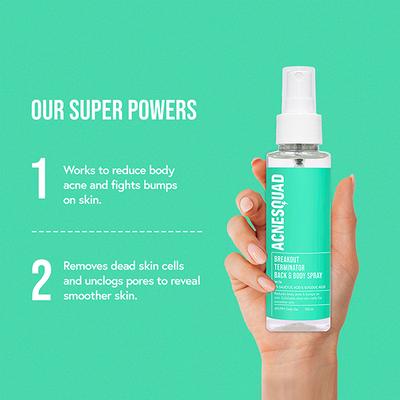 Acne Squad Breakout Terminator Back and Body Spray with 2% Salicylic Acid and Glycolic Acid 156.25 ml - Body Mist/Spray