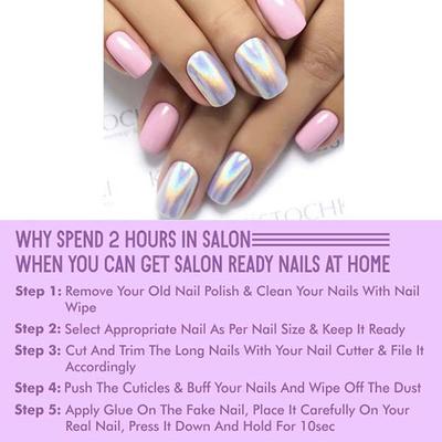 Nails On Board Handmade Press On Gel Nails- Holographic Liliac X Small 50 gm - Nail Care