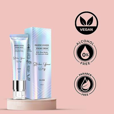 Faces Canada Strobe Cream with Shea Butter and Hyaluronic Acid - Silver, 30ml - Face Moisturizers