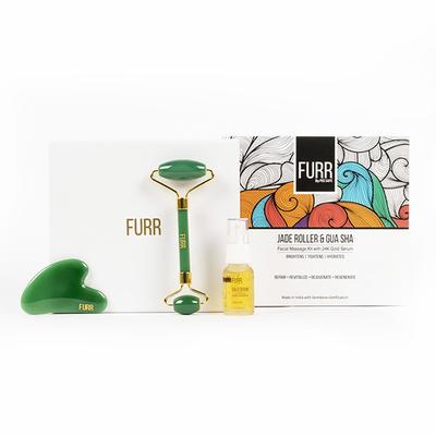 Furr Jade Roller and Gua Sha Facial Massage Kit with 24K Gold Serum by Pee Safe 1's - Facial Kits