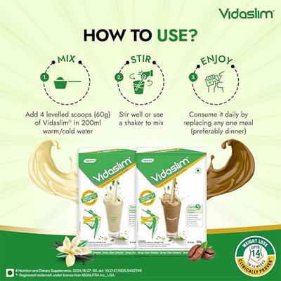 Vidaslim Meal Replacement Protein Health Shake Powder - Caffe Latte (Refill Pack) 500 g - Protein Drink