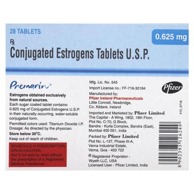Premarin 0.625mg Tablet 28'S - Hormonal Therapy-Oes