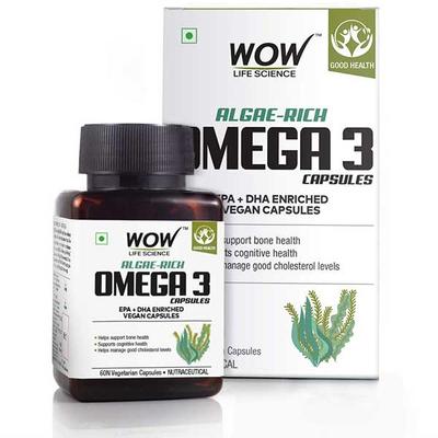 WOW Life Science Algae-Rich Omega 3 Veg Capsule 60's - Omega Fish Oil Fatty Acids