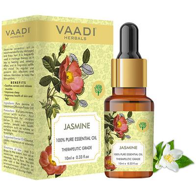 Jasmine Essential Oil - Nourishes Dry & Damaged Hair, Improves Sleep, Uplifts Mood, Reduces Acne & Blemishes - 100% Pure Therapeutic Grade 10 ml - Essential Oils