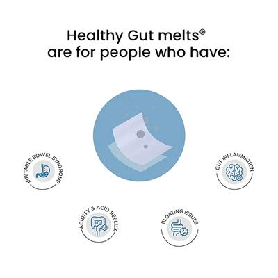 Wellbeing Nutrition Melts Healthy Gut Probiotic 10B CFU, Digestive Enzymes and FOS For Indigestion, Gas, Acidity 30 Strips - Digestive Health