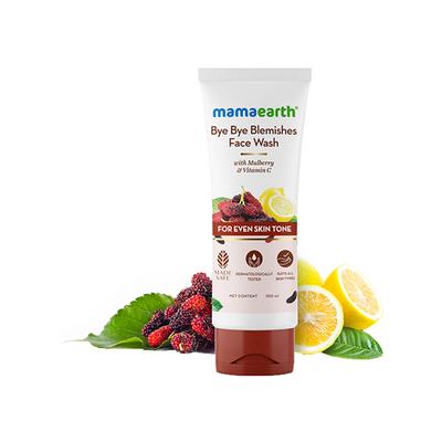 Mamaearth Bye Bye Blemishes Face Wash with Mulberry and Vitamin C for Even Skin Tone - Gently Cleanses, Reduces Dark Spots, Brightens Skin, Reduces Pigmentation, Niacinamide 100 ml - Face Washes